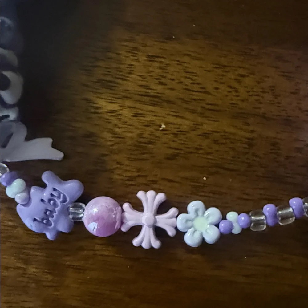Purple Bead keychain with Character Charm bohemian fairycore whimsical‎ mystical